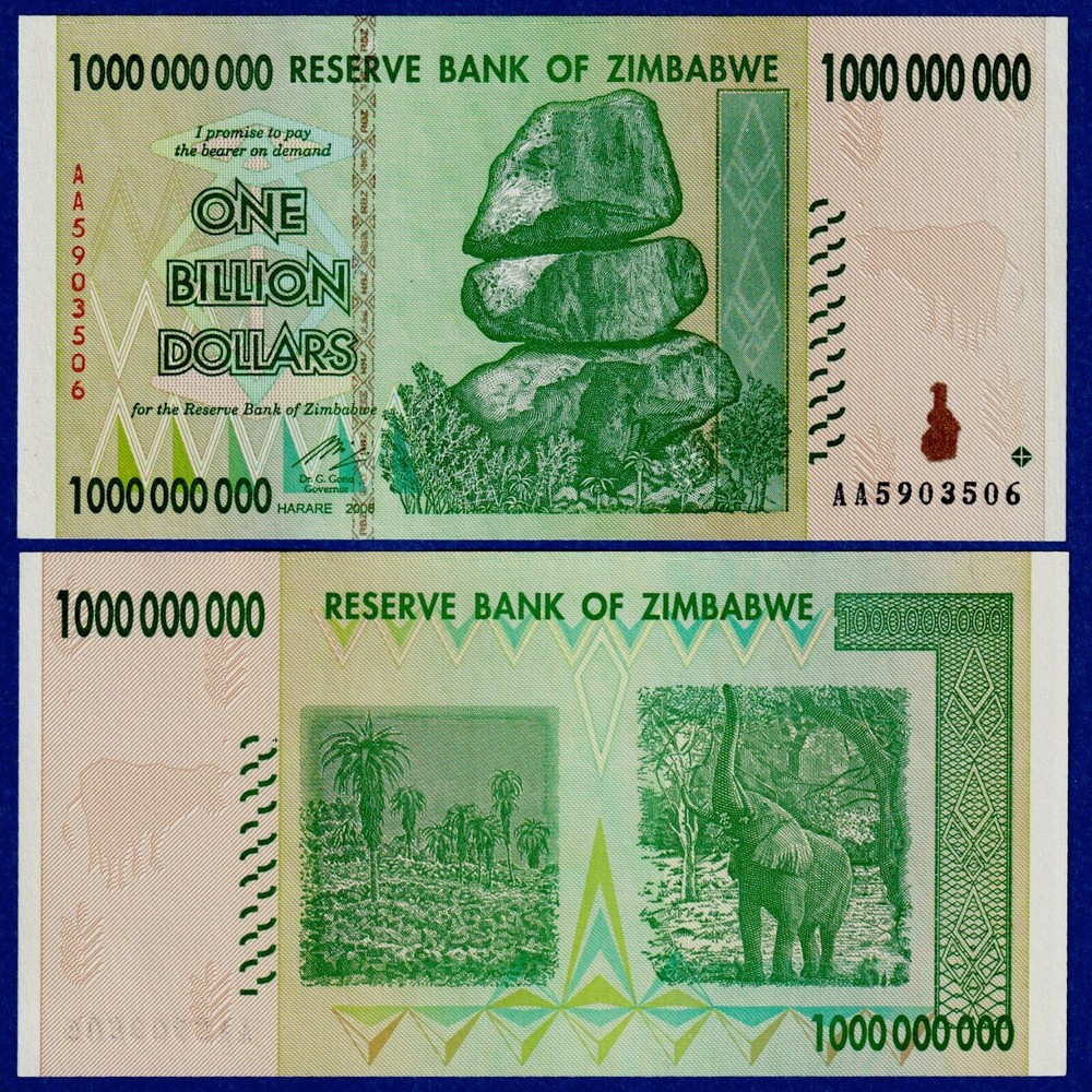 ZIMBABWE 1 BILLION DOLLARS (2008)  P-83 PREFIX AA -  aUNC/UNC NOTE