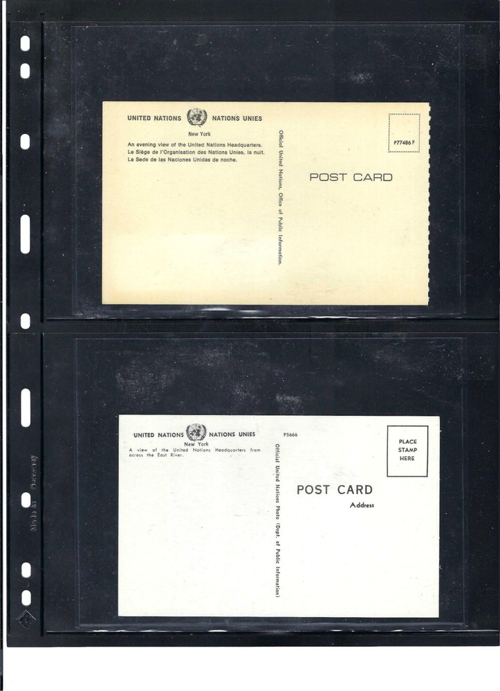 1960's United Nations Postcards (2) - Mint Condition (841)