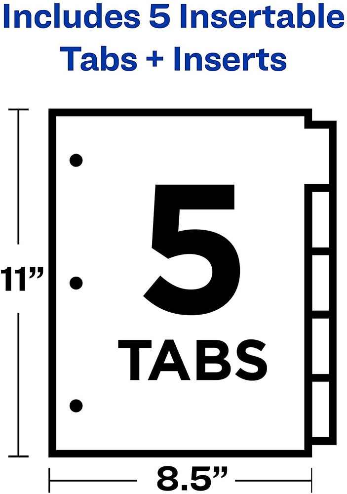 AVERY 5-Tab Binder Dividers, Insertable Multicolor Big Tabs 2 Set Paper Organize