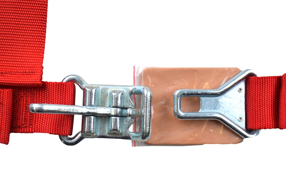 THREE POINT SEAT BELT RACE HARNESS 2" LATCH & LINK PULL UP FLOOR MOUNT RED