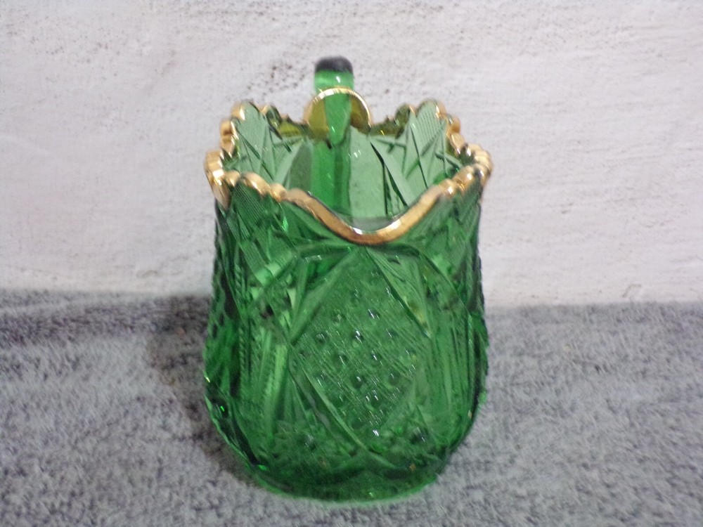 Vintage Riverside? Green & Gold Pitcher 1888 EAPG Pattern Sawtooth