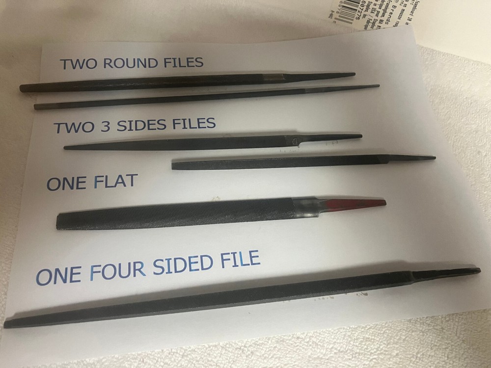 6 Assorted Vintage Files - Round, 3 square, Half Round, 4 Sq, etc.