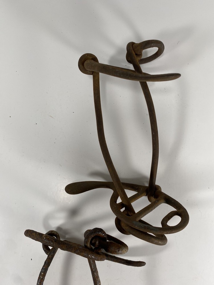 2 Antique Cast Iron Horse Bits Hand Forged