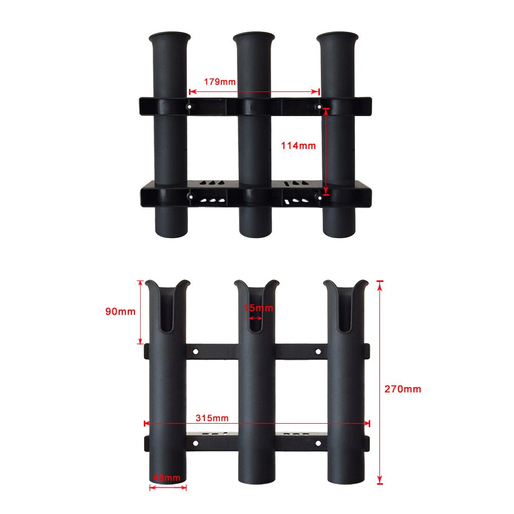3 Tube Boat Fishing Rod Holder Boat Marine Plastic Mount Rack for Yacht Kayak US