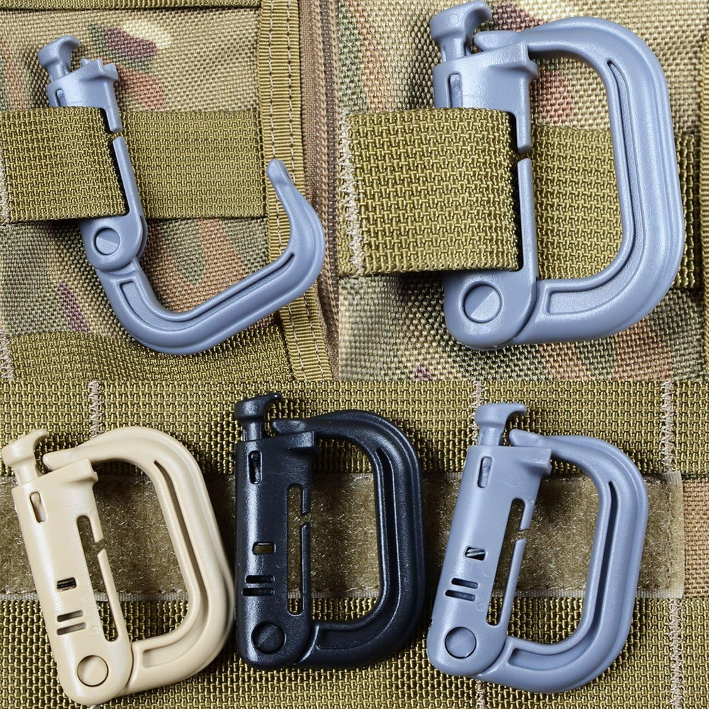Tactical Gear ABS Plastic Molle D Ring Shape Buckle, Super-Handy Spring Snap Key