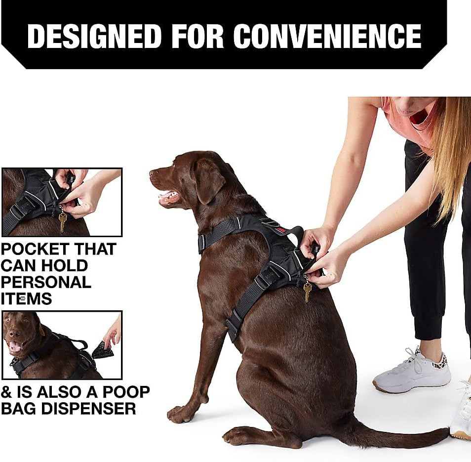 Durable Black Waste Bag Harness for Medium Pets - Easy Cleanup Solution