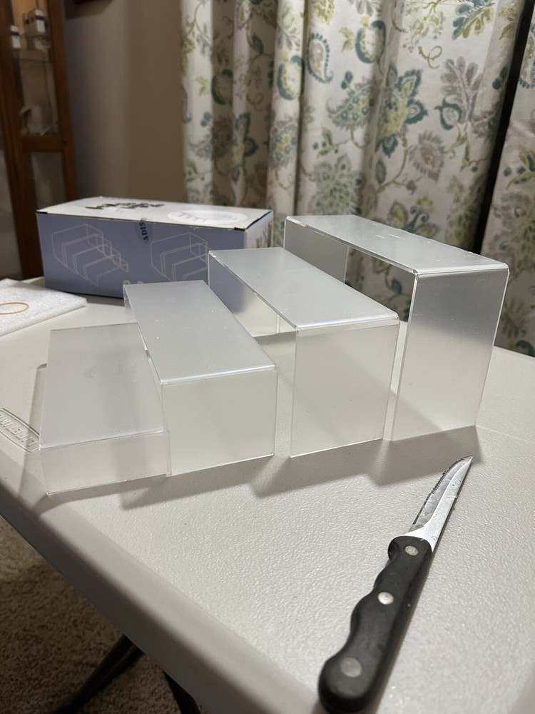 Large Acrylic Risers 8 Pcs 2 Set Display Rectangular Stands Shelf Clear