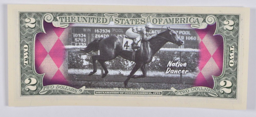 2017 $2 Colorized US Note Race Horse - Native Dancer Custom Printed FRN