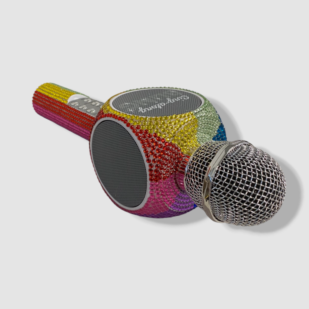 Wireless Express Pink Rainbow Bling Edition Karaoke Microphone/Bluetooth Speaker