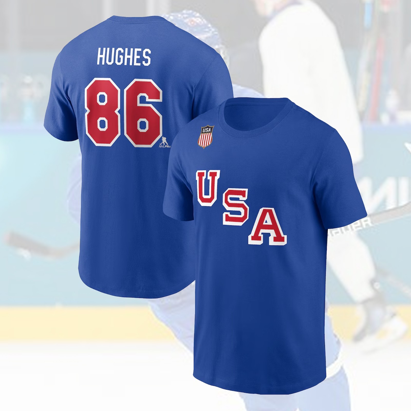 FASTSHIP - Jack Hughes #86 USA Hockey Team 2026 Player Name & Number for Fan