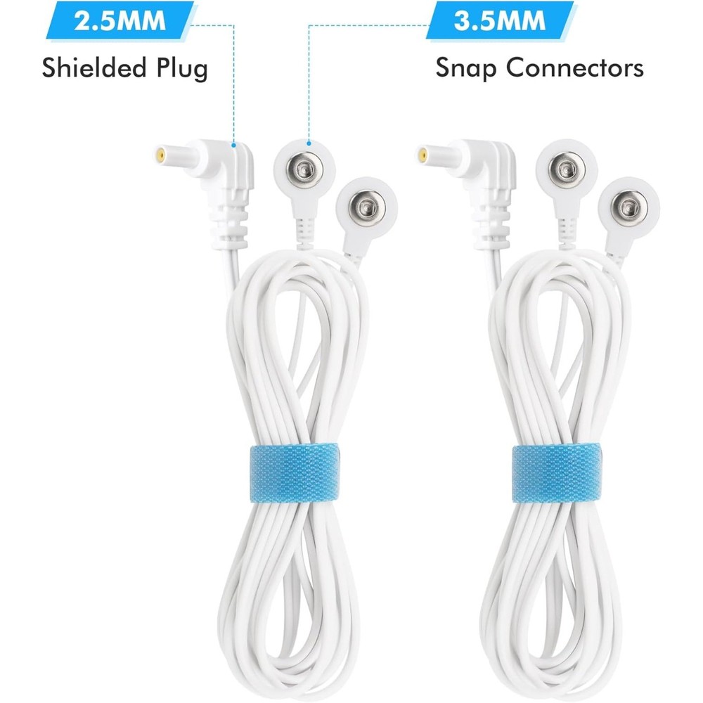 2Pack Shielded Replacement Electrode Wires 2.35mm Tens Lead Wire Connection Snap