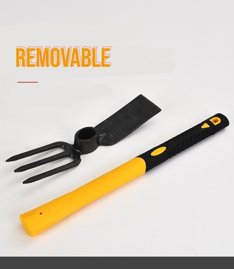 3 Sprongs Hoe Garden Rake with 15" Non-Slip Handle Tools for Digging
