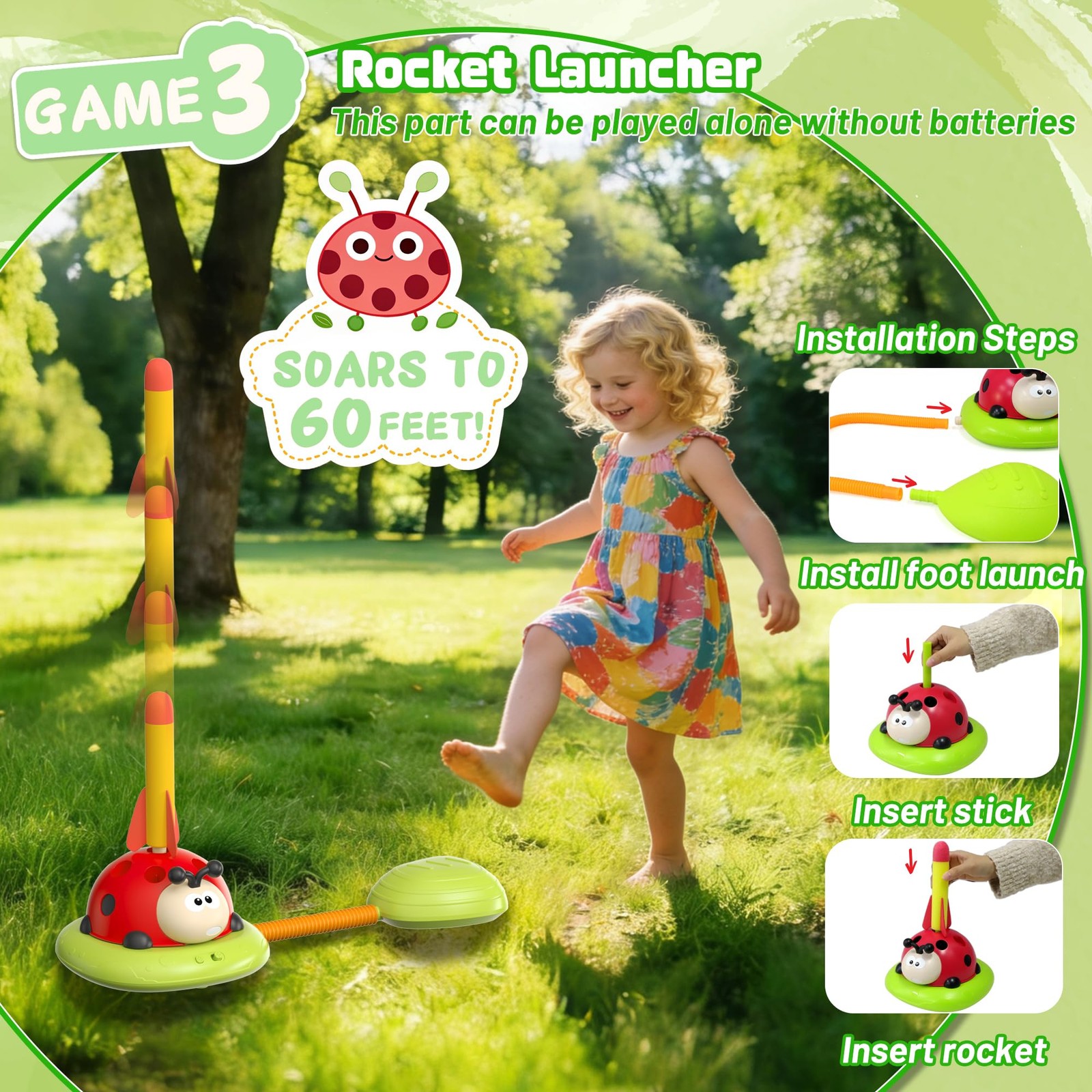 5 in 1 Musical Jump, Bean Bag Toss Ring Game, Baseball Toys and Stomping Laun...