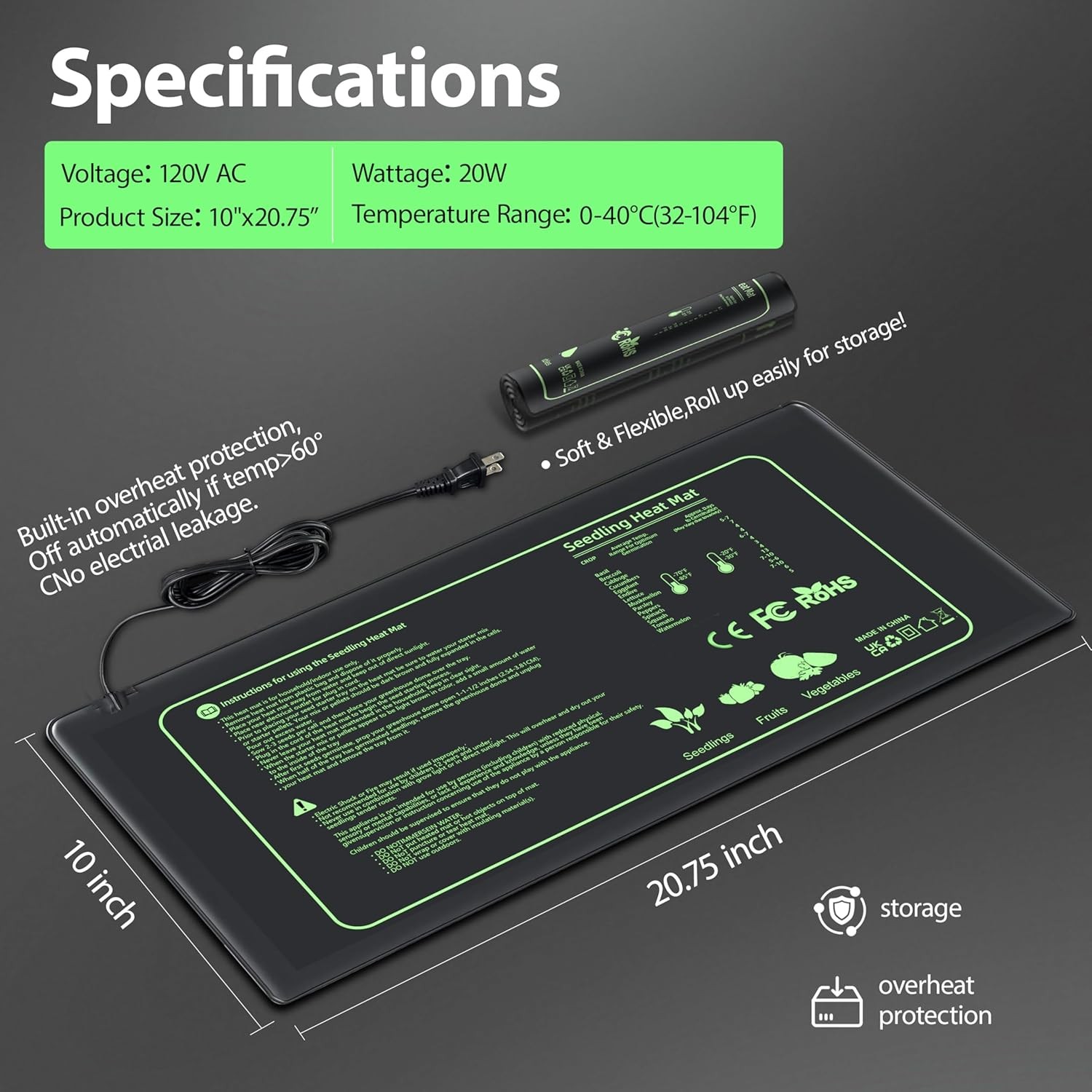 Seedling Heat Mat 2 Pack Heat Mats for Seed Starting Plants Indoor Growing...