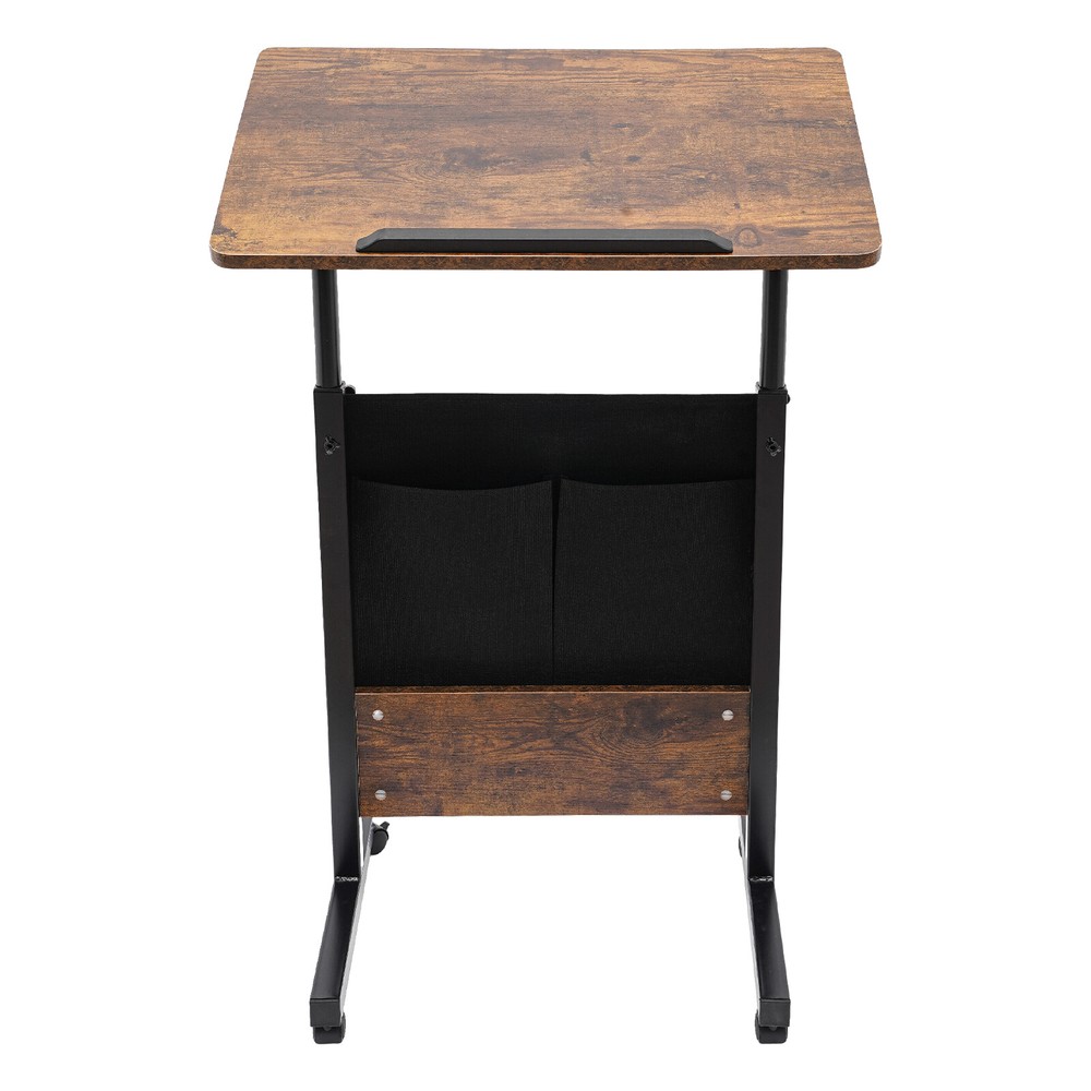 Rolling Laptop Desk Computer Table Stand Lap Desk w/ Storage Adjustable Height
