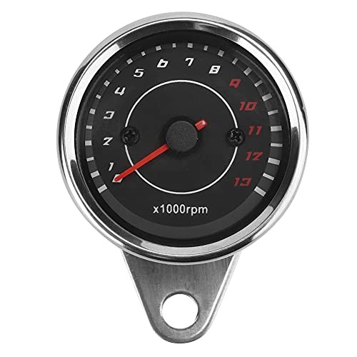 Motorcycle Tachometer, Tachometer Gauge Silver Shell Black Surface