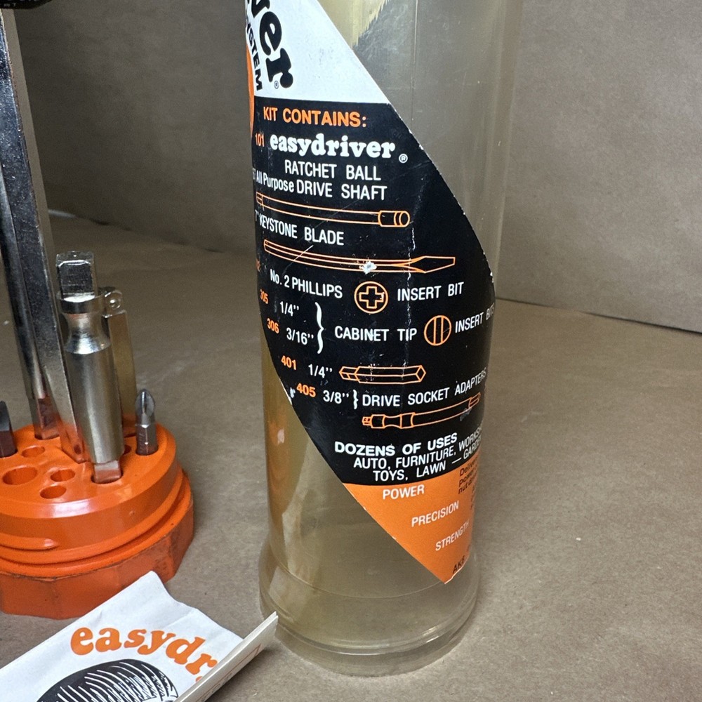 Vtg Creative Tools Inc. Easydriver Ratchet Ball Screwdriver, Bit, & Extensions