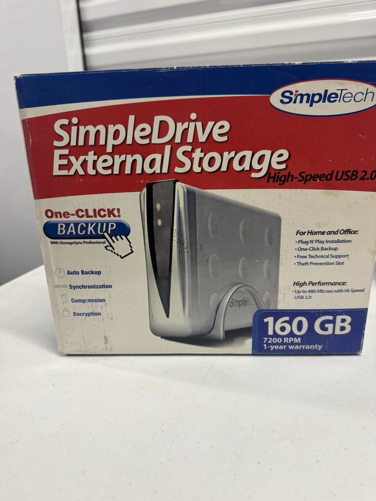Simpletech Simple Drive External Hard Drive Storage USB 160GB Tested