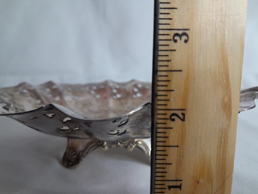 Vintage Haddon Pedestal Silverplate EP Electro Plate Copper Trinket Candy Dish