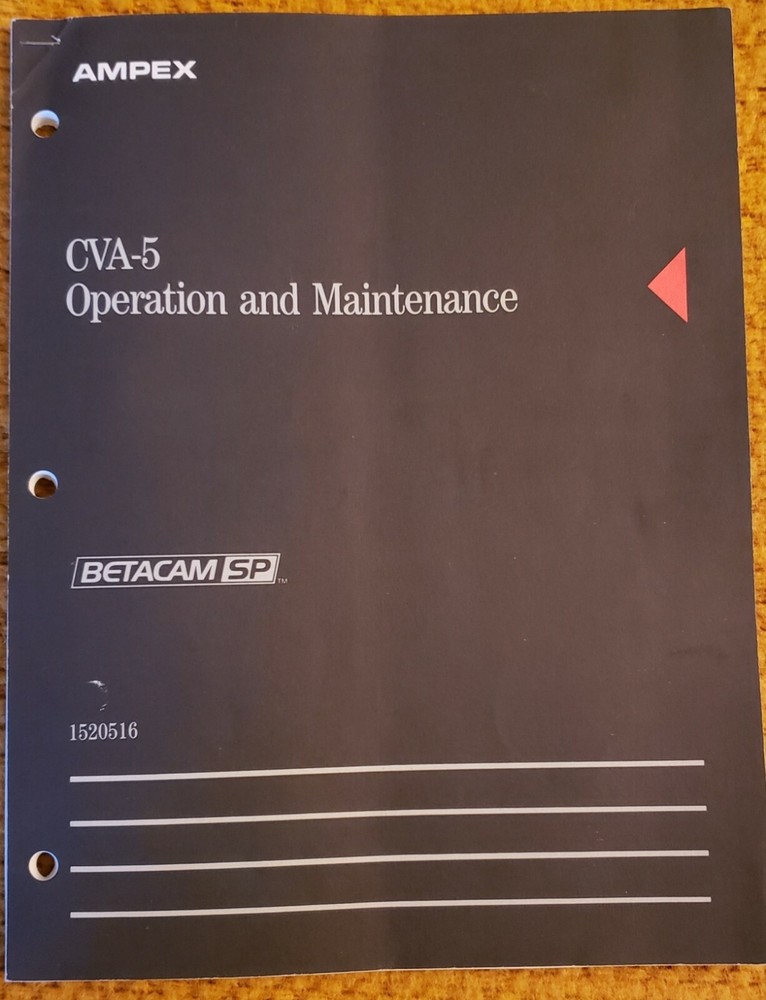 Sony BVA5 Ampex CVA5 Maintenance & Operation manual