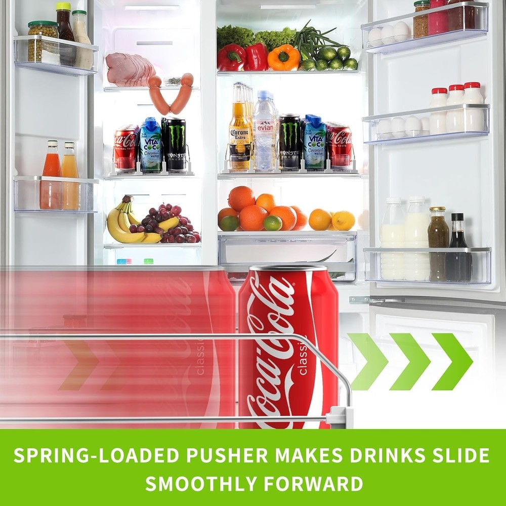 Drink Organizer for Fridge, Soda Can Dispenser for Refrigerator, Automatic Dr...