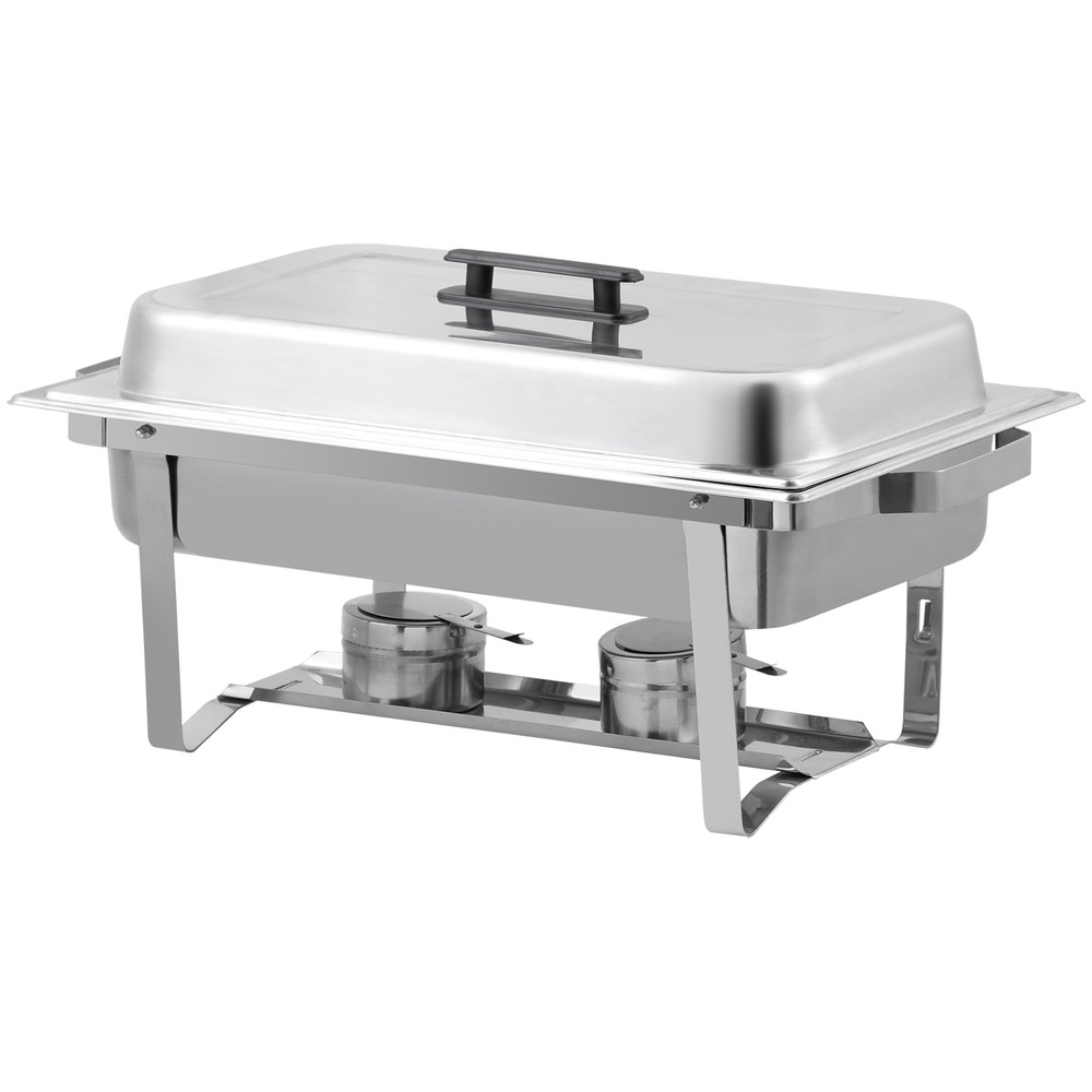 4PCS Stainless Steel Rectangular Chafing Dish Set Dish Buffet Trays 8QT Durable