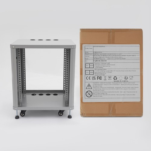 Network & Stereo Rack Rolling Server Rack Open Cabinet with Caster Wheels Grey