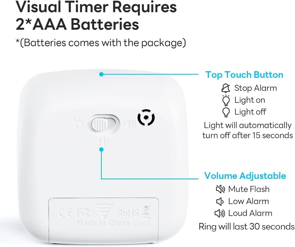 Visual Timer with Night Light, 60-Minute Countdown Timer for Kids and Adults,...