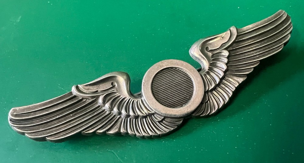 ARMY AIR FORCES N.S. MEYER OBSERVER WING STERLING PIN BACK