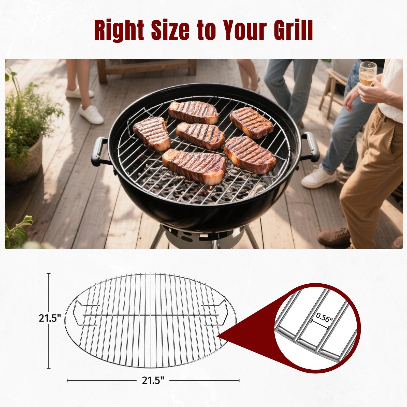7435 Cooking Grate Plated Steel Grill Grate for Weber 22" Charcoal Grill Replace