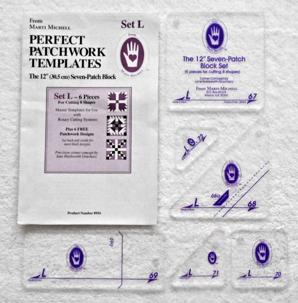 MARTI MICHELL PERFECT PATCHWORK TEMPLATES - SET L - 12" SEVEN -PATCH BLOCK!