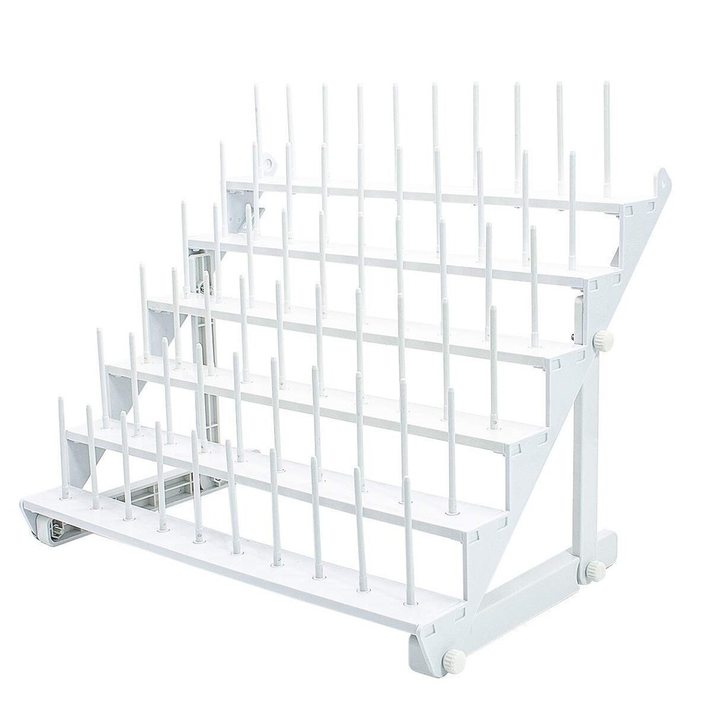 Thread Rack for 60 Spools,Bright White Plastic Large Thread Holder with Long Peg