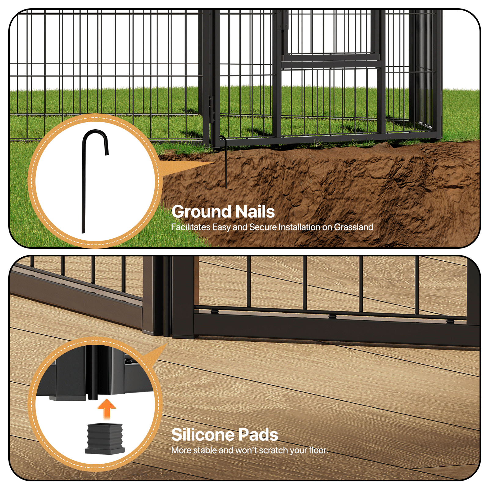 31" Portable Dog Playpen 10 Panel Heavy Duty Metal Exercise Fence Kennel w/Doors
