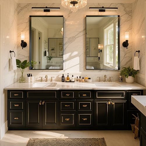 48"x32" Framed Bathroom Mirror, Large Rectangular 32"L x 48"W Black Modern