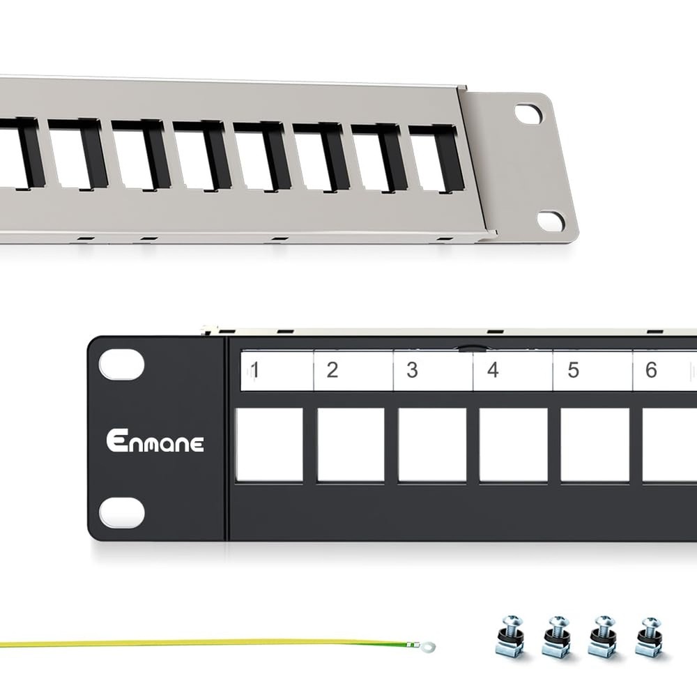 24 Port Patch Panel Blank Keystone Patch Panel 1U 19" for Rackmount & Wall Mo...