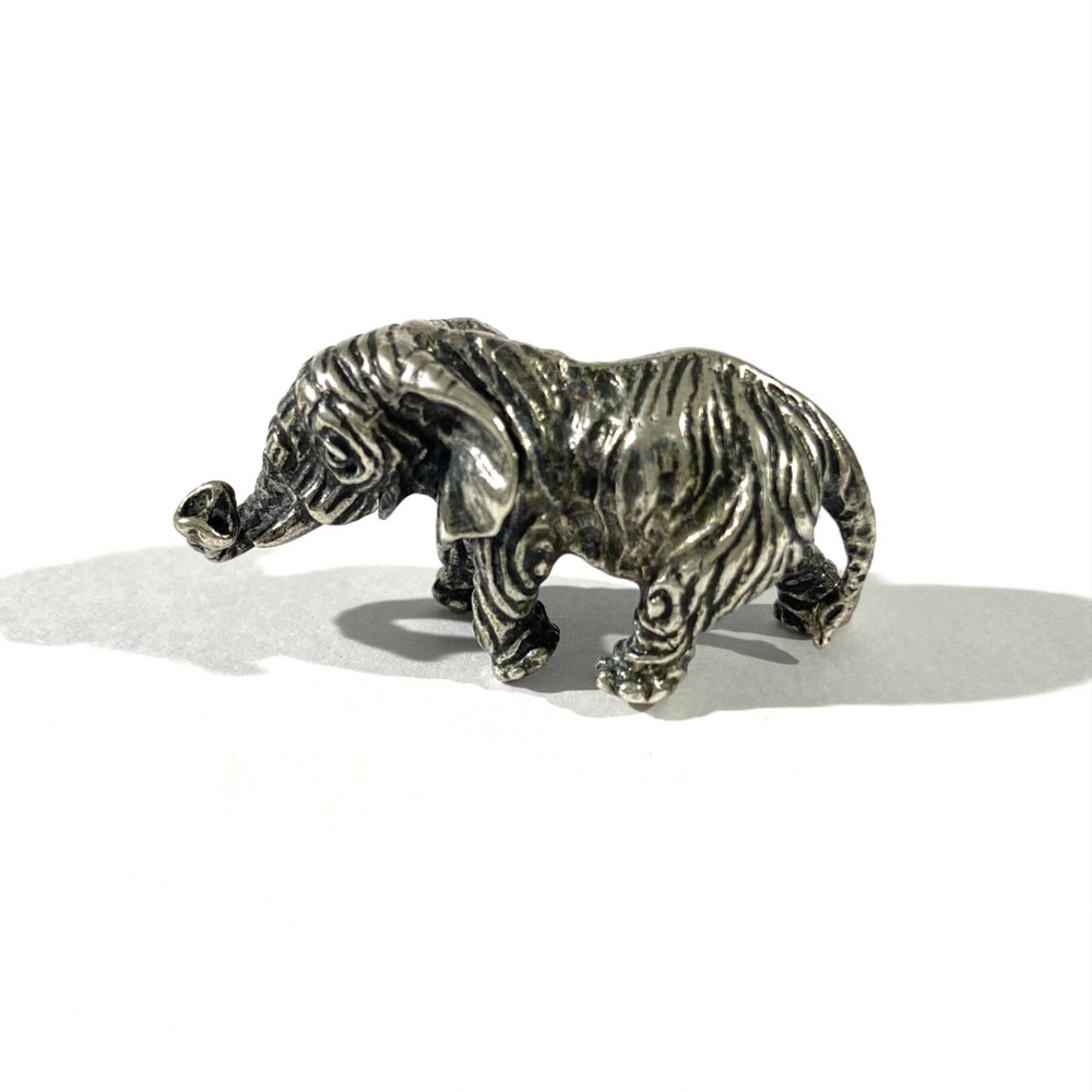 vintage solid silver elephant miniature ,  hallmarked italian figurine