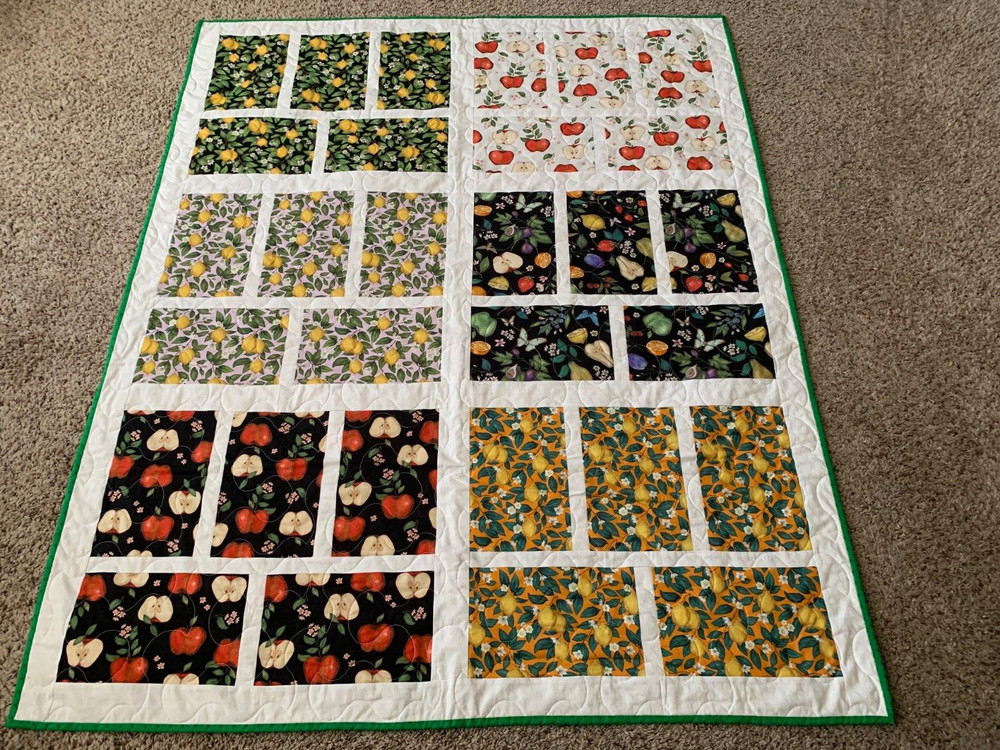 Fruit Apples and Lemons handmade quilt.