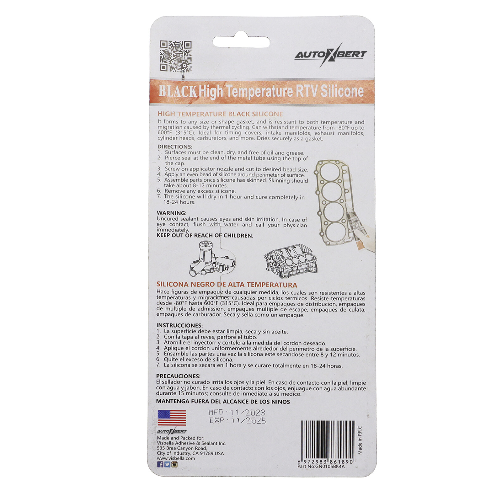 105g 3.7oz Car Instant Gasket Maker Silicone High Temp RTV Sealant Engine Valve/