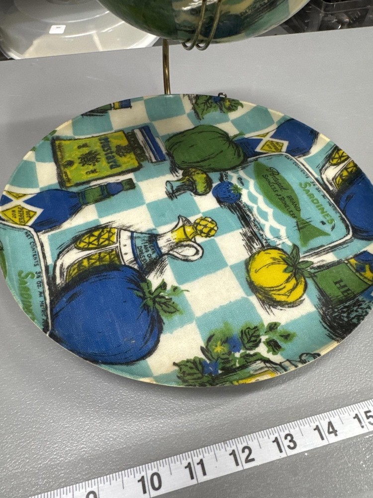Vintage Two-Tier Serving Tray with Decorative Pattern