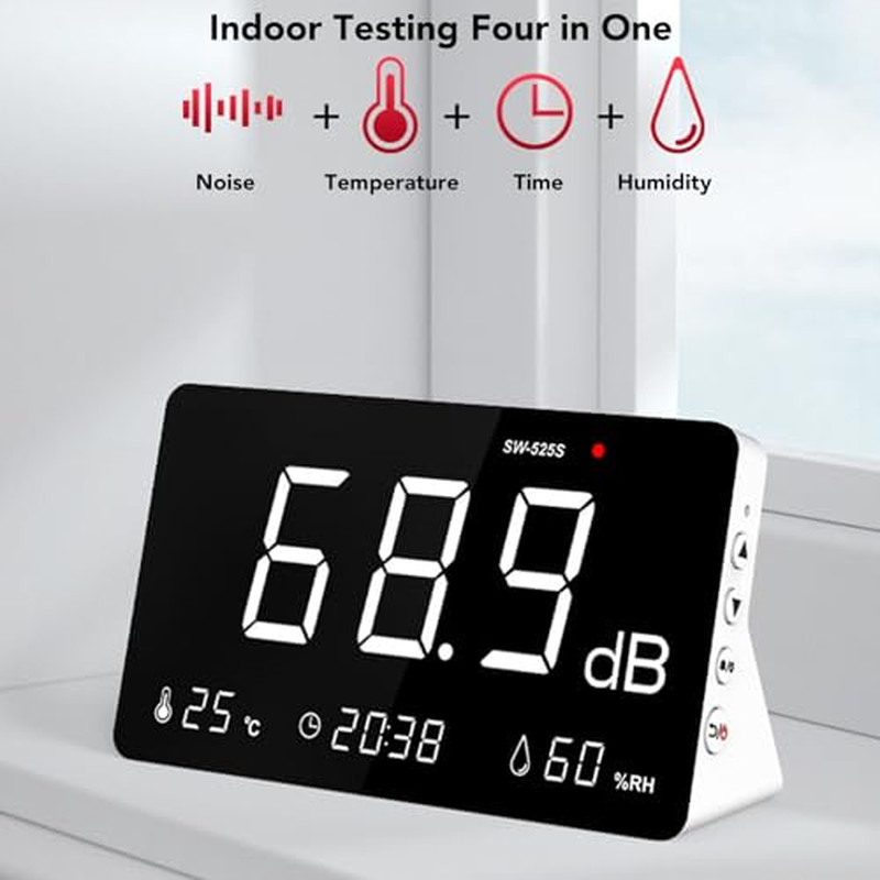 4-in-1 Sound Level Meter with Temp & Humidity for Classrooms & Studios