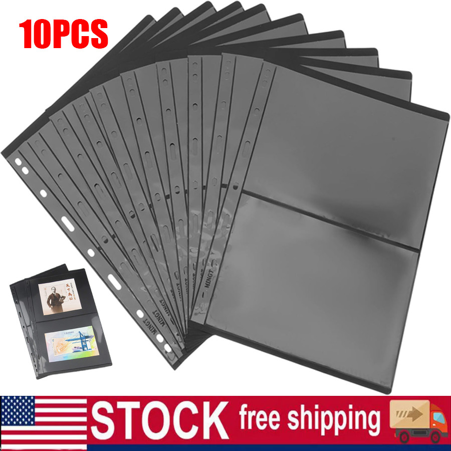 2 Rows Pages for Stamp Collectors, Stamp Pages for Stamp Album Binder, 10 Sheet