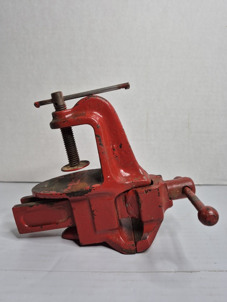 Vintage Red Bench Table Vise 8"×6" Working Condition