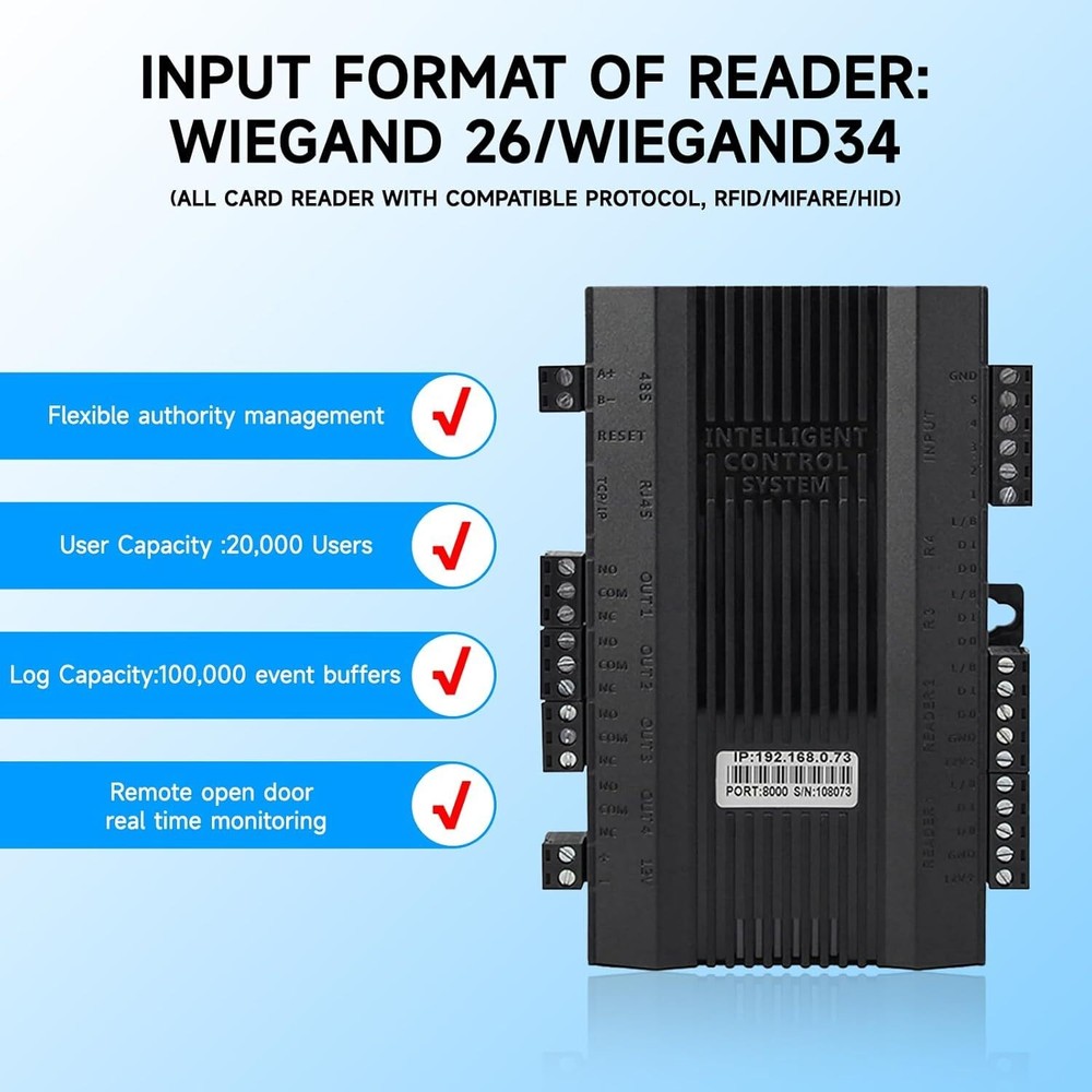 YANZEO 2 Doors Network Access Controller TCP/IP Wiegand Access Control Board