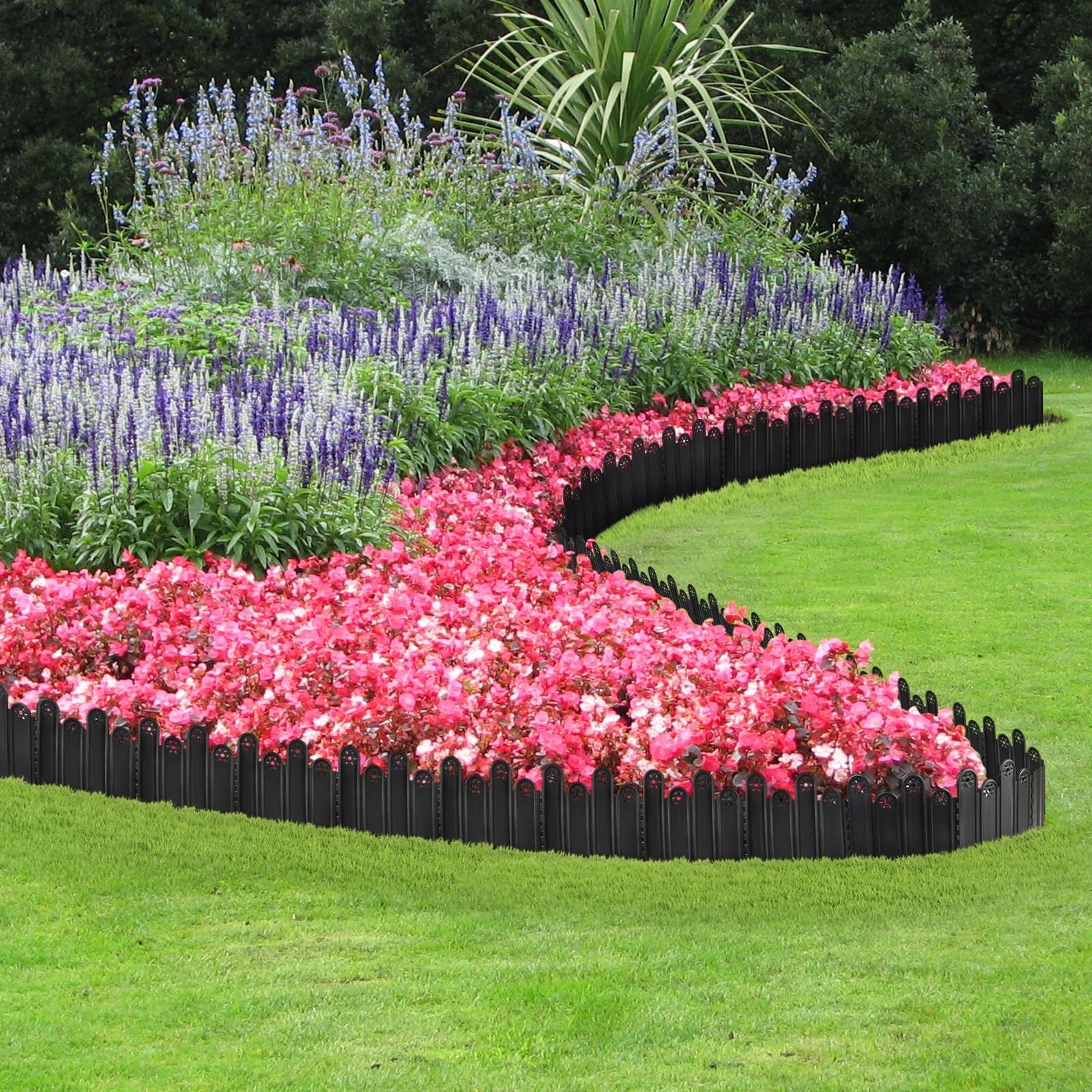 10 Pcs Black Garden Edging Borders, 9.84 Inch Tall Landscaping Edging, Total ...