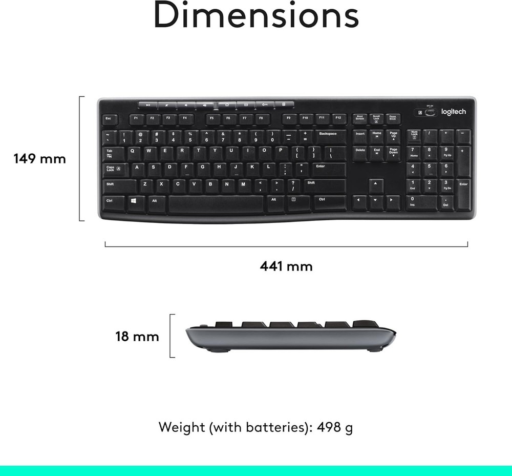 Logitech MK270 Wireless Keyboard & Mouse Combo for Windows / ChromeOS - Black