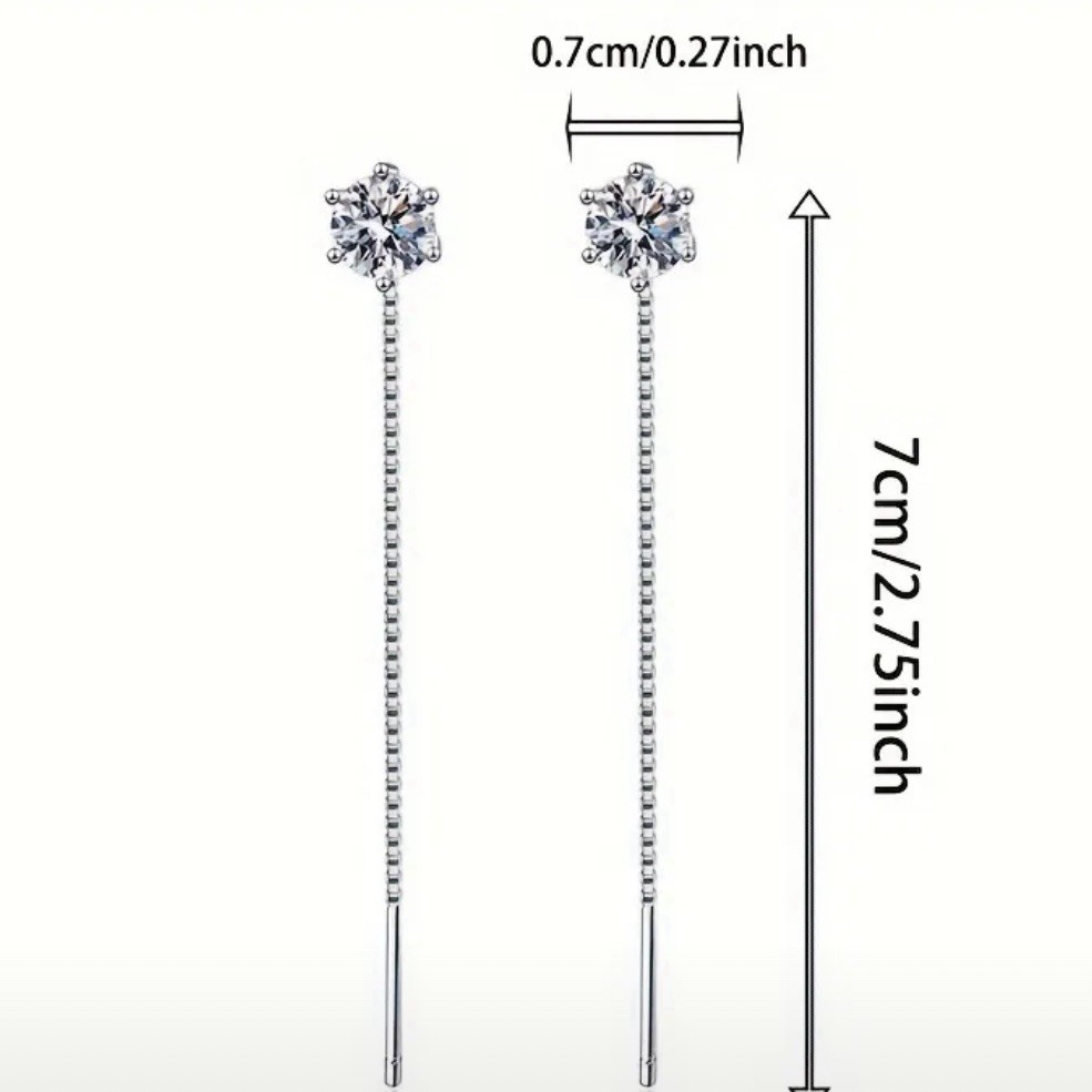 Sterling Silver Moissanite Threader Earrings