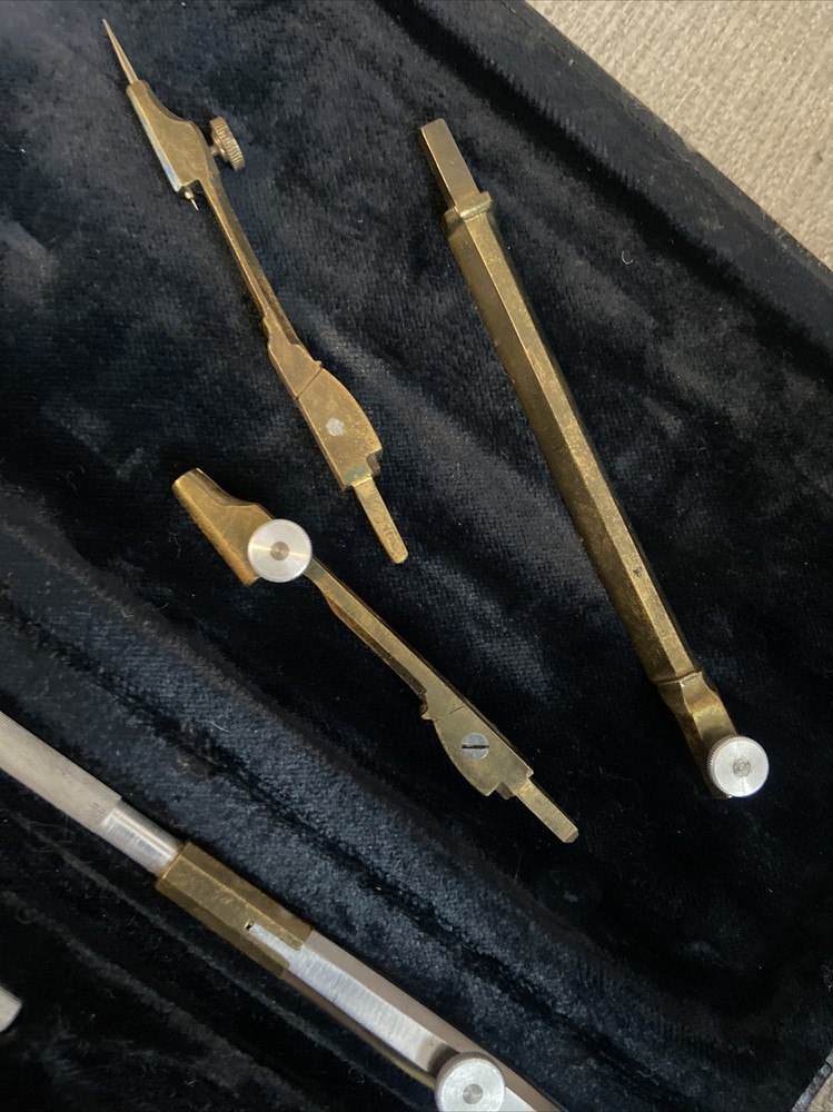 Antique MILANO Compass Cartographer Technical Engineer Architect Instrument Set