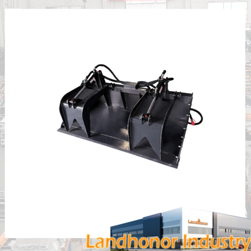 72'' Bucket Dual Cylinder Grapple Solid Bottom Quick Attach Landhonor Attachment