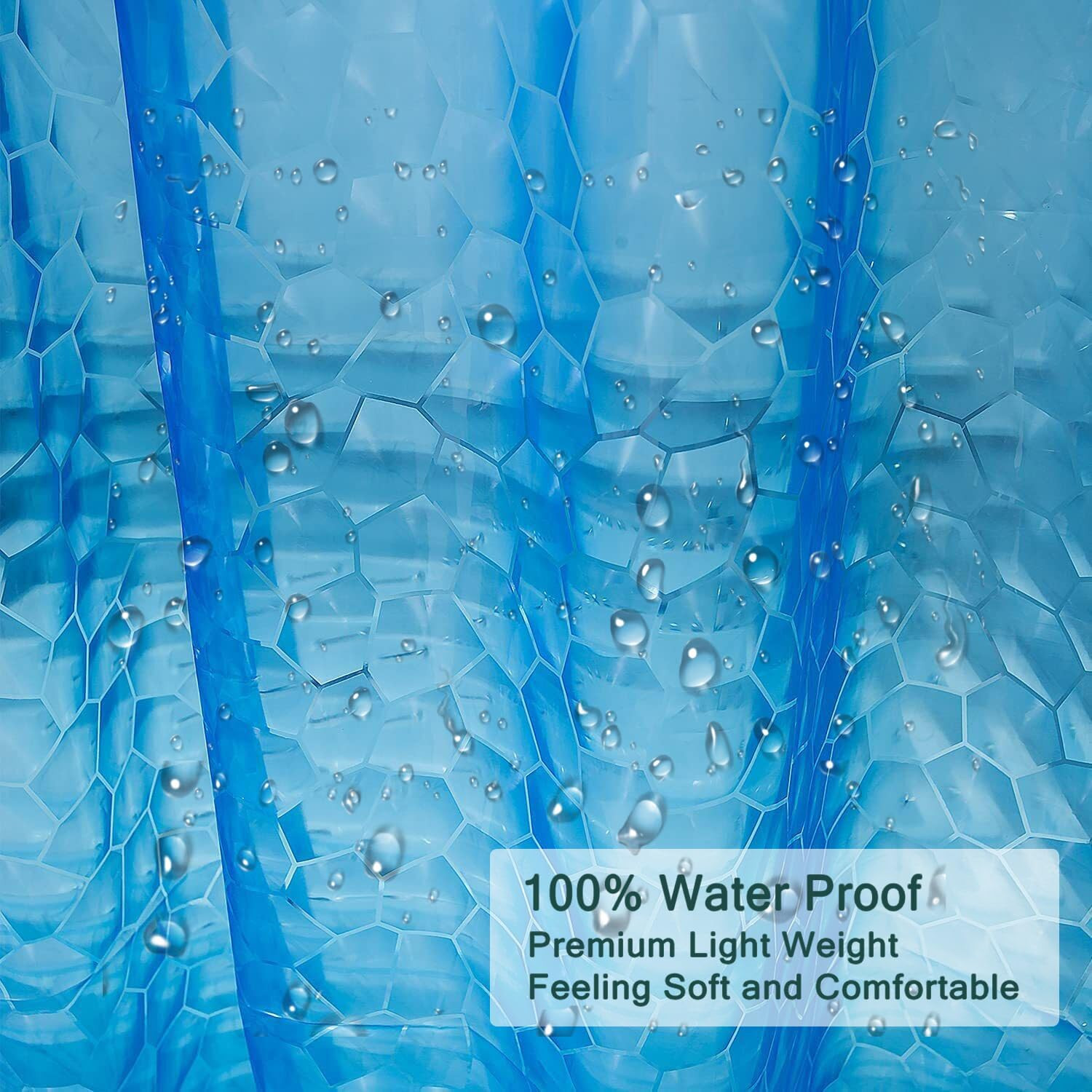 EVA Waterproof Shower Curtain Liner 72"x72" with 12 Metal Grommets & Magnets