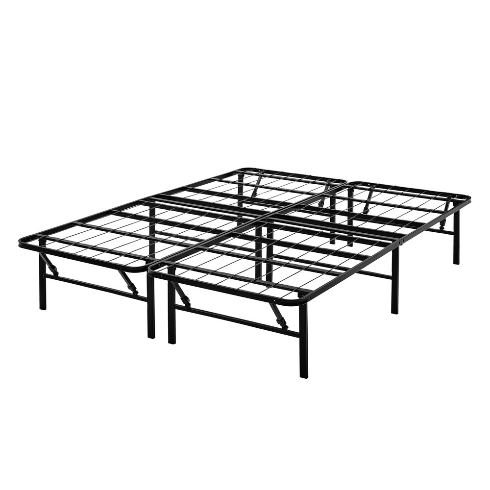 14" High Foldable Steel Platform Bed Frame w/ Storage Space under Frame